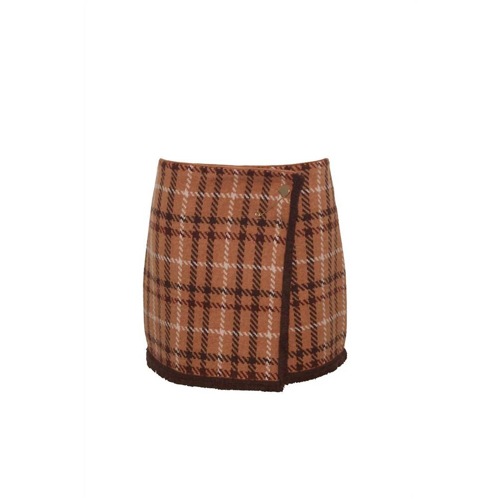 NEW CARA CARA women's jodi mini skirt in camel plaid - Picture 3 of 3
